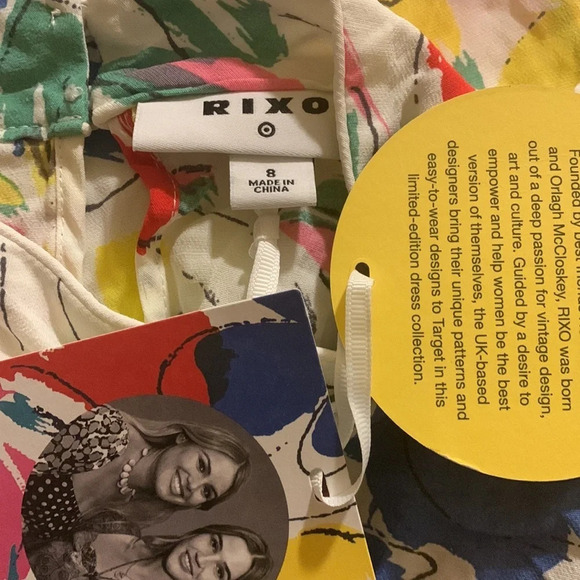 RIXO for TARGET Floral Mock Neck Cascade Ruffle Dress in White - Picture 7 of 8